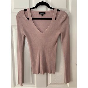 Express mauve colored ribbed sweater